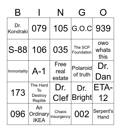 Foundation Bingo Card