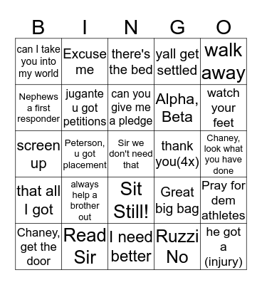 Dr. Fitzpatrick Bingo Card