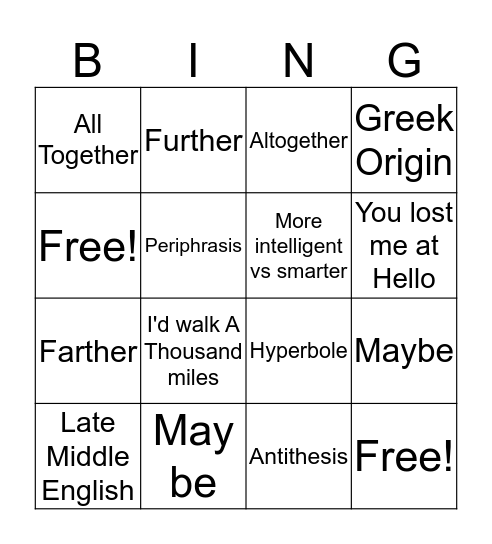 Bed, Bath, and Beyonce Bingo Card