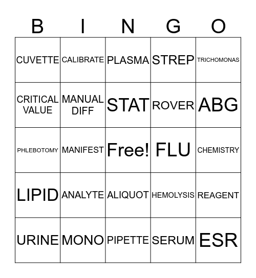 DMC LAB BINGO Card