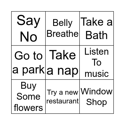 Self-Care Bingo Card