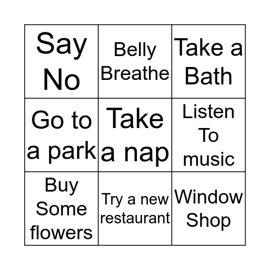 Self-Care Bingo Card