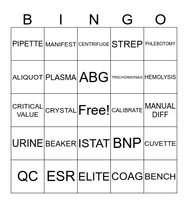 DMC LAB BINGO Card