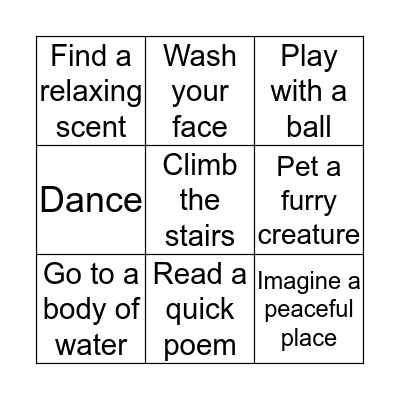 Self-Care Bingo Card