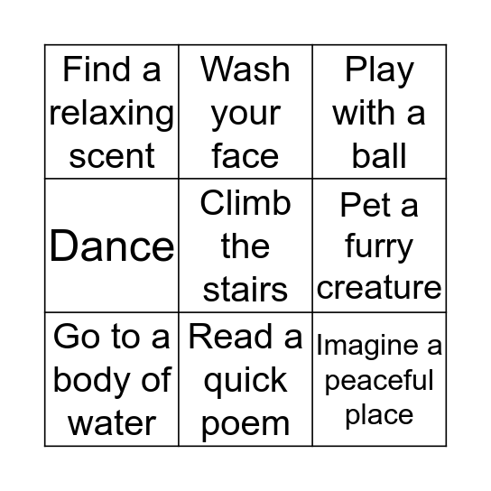 Self-Care Bingo Card