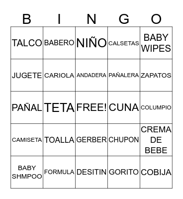 BABY SHOWER :) KEVIN IBARRA Bingo Card