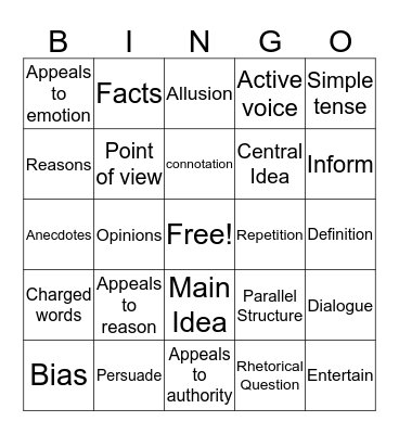 Non Fiction Bingo Card
