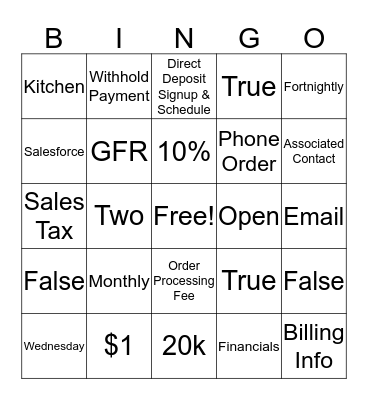 Billing Bingo Card