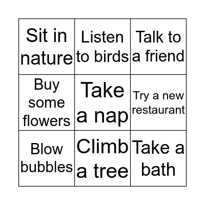 Self-Care Bingo Card