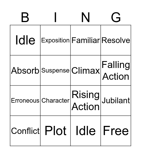 WOTD & Plot Review  Bingo Card