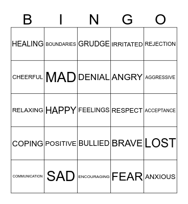 FEELINGS OF BINGO Card