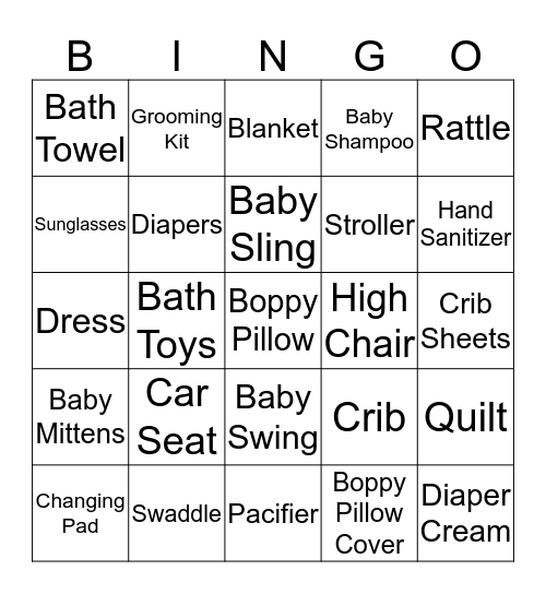 Baby Gift Bingo Card