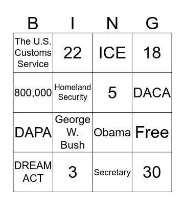 Immigration Law and Regulation Bingo Card