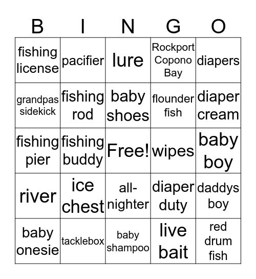Gone Fishing Baby Bingo Card