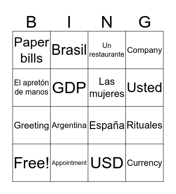 Negocios Bingo Card