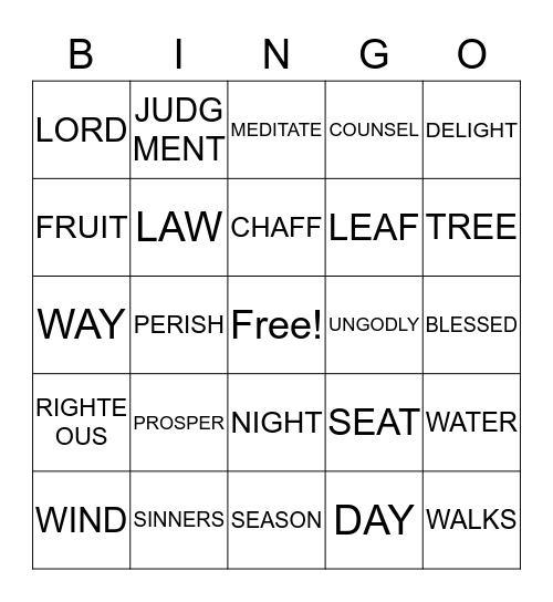 Psalm One Bingo Card