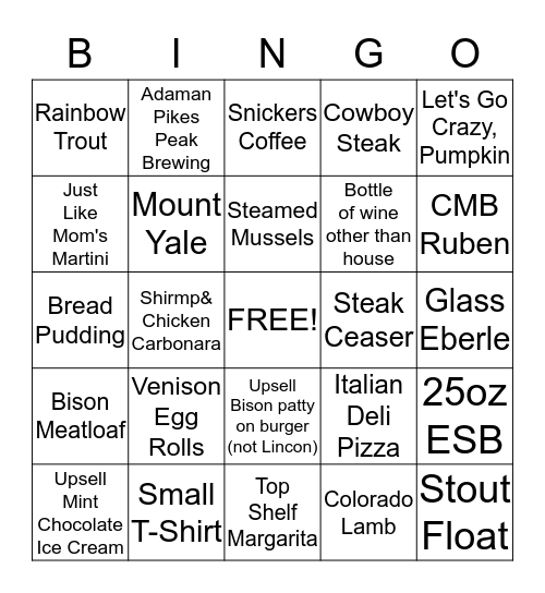 Server Bingo Card