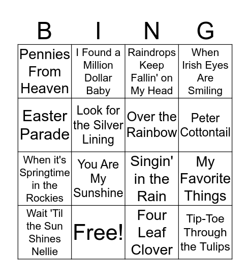 Spring Time Bingo Card