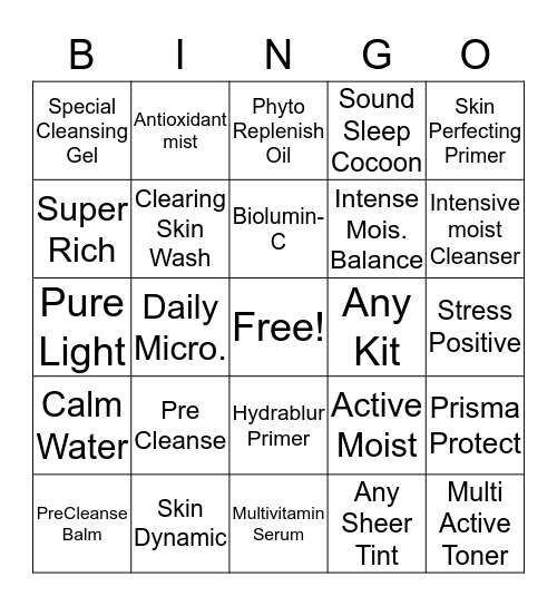 Dermalogica BINGO Card