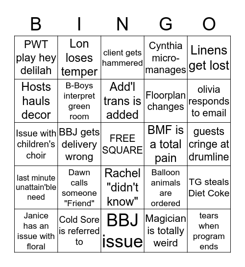 MARRIOTT BINGO Card