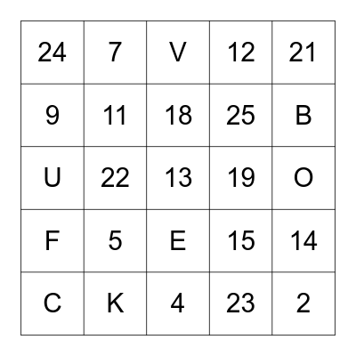 LOS NUMEROS Y LAS LETRAS Bingo Card
