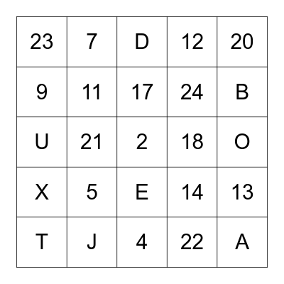 LOS NUMEROS Y LAS LETRAS Bingo Card