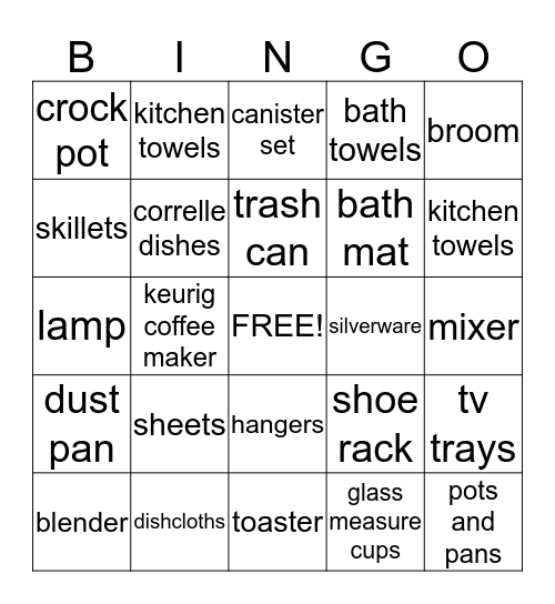 Wedding Shower Bingo Card