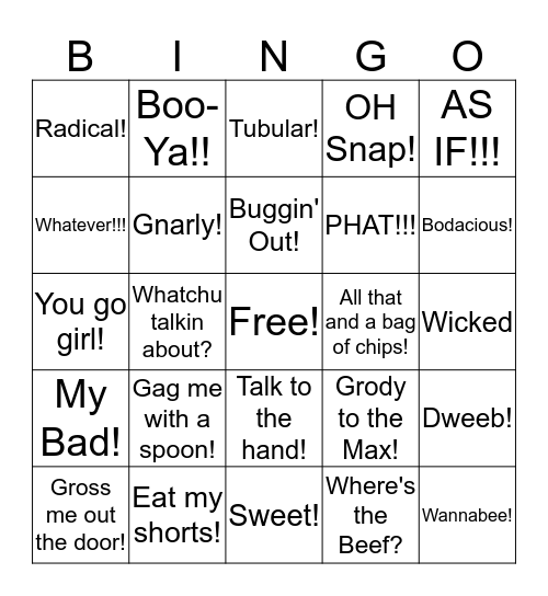 Sayings from the Past!!! Bingo Card