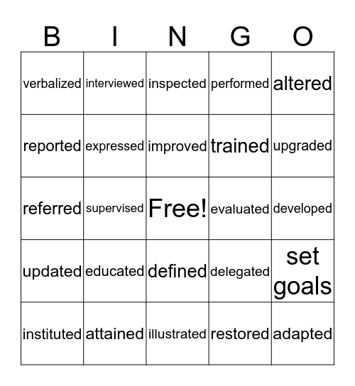 Therapy Bingo Card