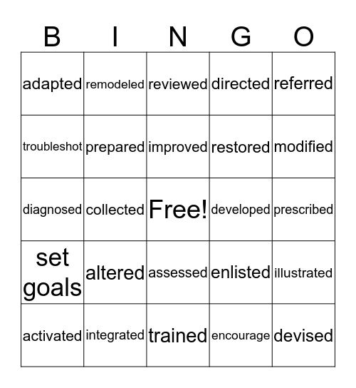 Therapy Bingo Card
