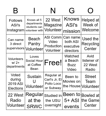 YOU'RE A PIZZA OF ASI Bingo Card