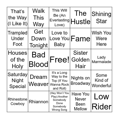 1975 Bingo Card
