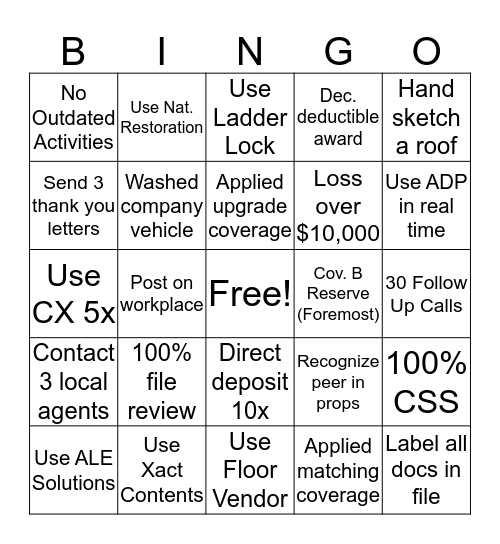 BCO Bingo Card