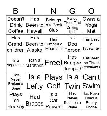 Direct Federal Icebreaker  Bingo Card