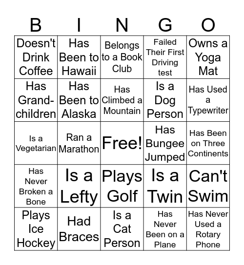 Direct Federal Icebreaker  Bingo Card