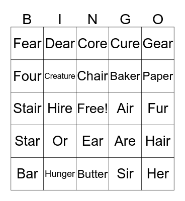 R at the End Bingo Card
