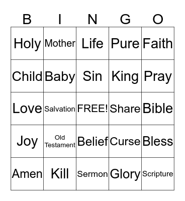Church Bingo Card