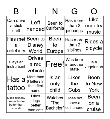 Edison Bingo Card