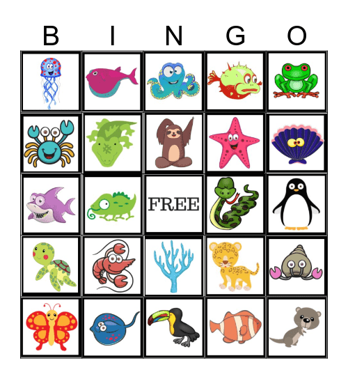 Aquarium Bingo Card