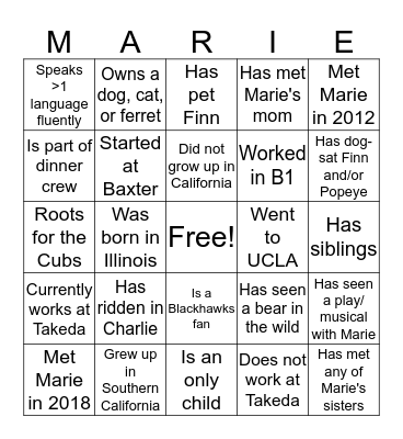 Find someone who... Bingo Card