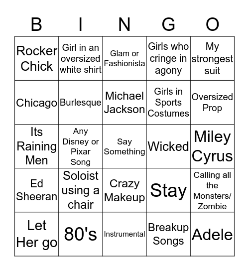 Competition Bingo Card