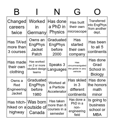 Human Bingo Card