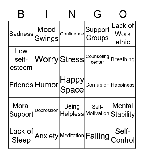 Emotional Bingo  Bingo Card