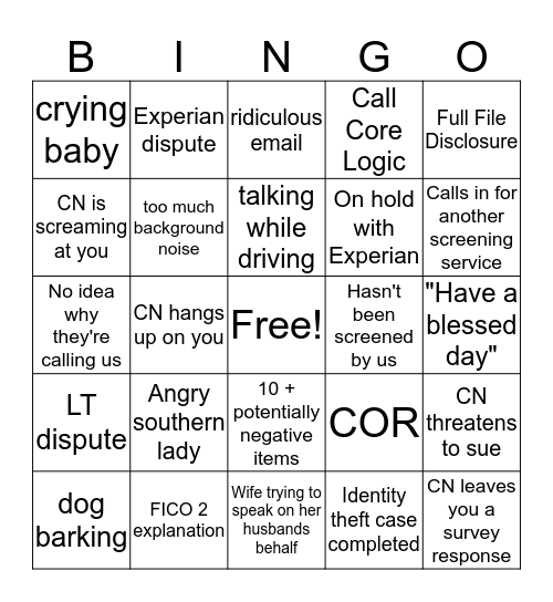 Consumer Relations Bingo Card
