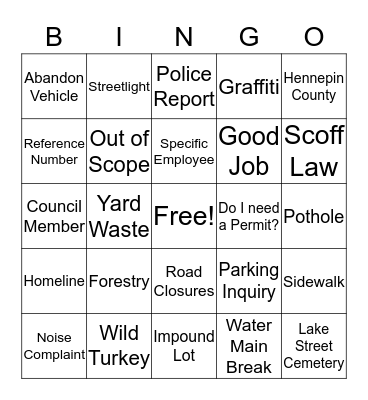 Spring Fling 2019 Bingo Card