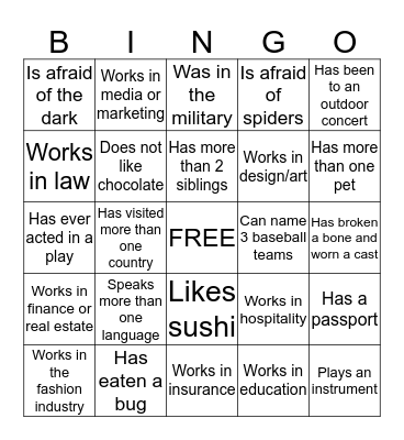 Find someone who.... Bingo Card