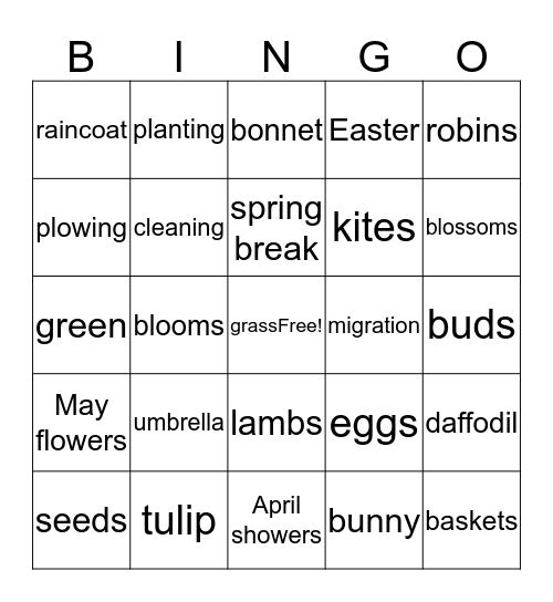 Spring Bingo Card