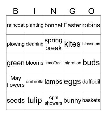 Spring Bingo Card