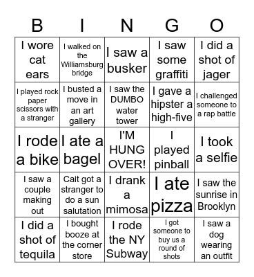 STEF'S BROOKLYN BACHELORETTE BINGO Card