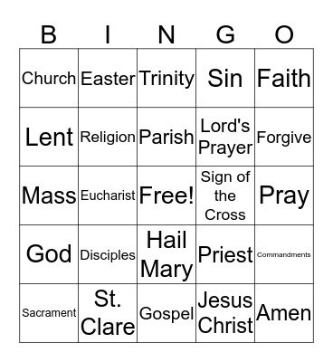 CCD Bingo Card